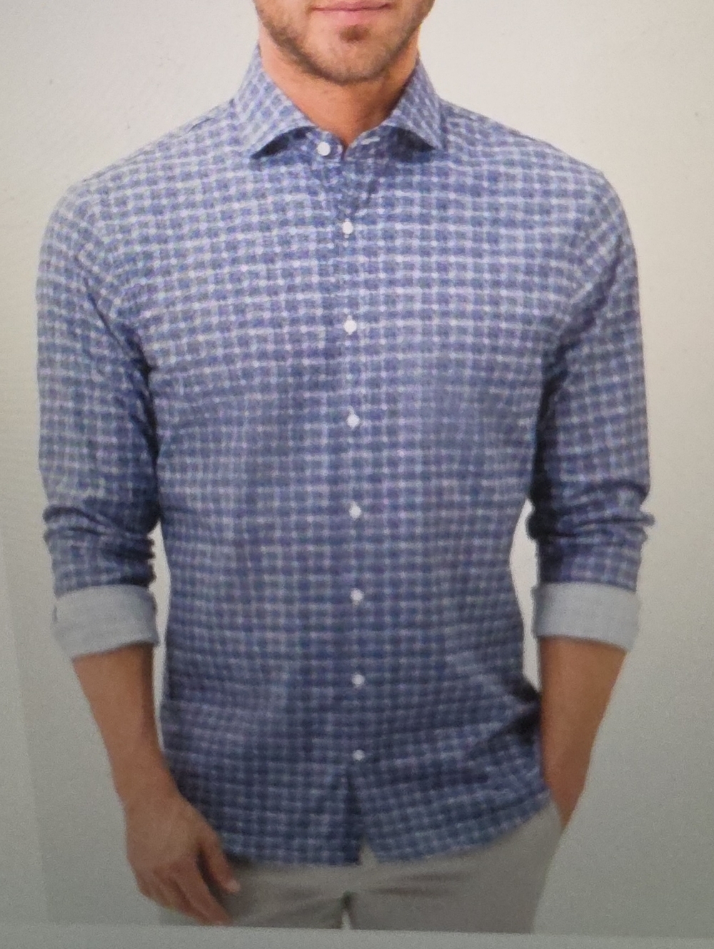 Brax Harold Square Stripe Fantasy Hi Flex Modern Fit Shirt Anchor Size L